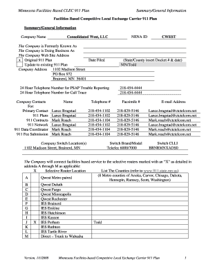 CLEC 911 Plan Template