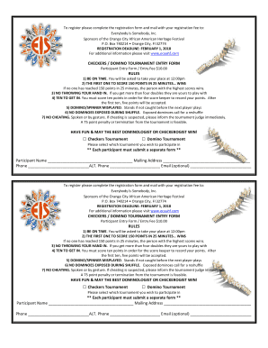 CHECKERS / DOMINO TOURNAMENT ENTRY FORM ...