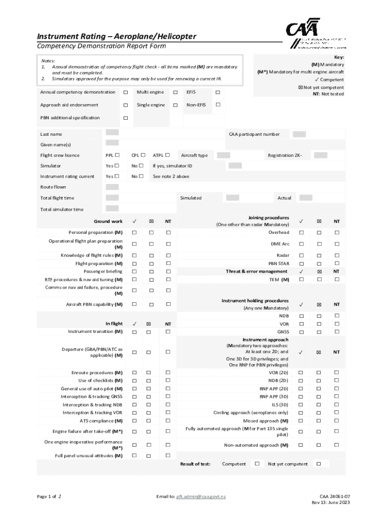 CAA 24061 07 Instrument Rating Aeroplane Helicopter CAA 24061 07 Instrument Rating Aeroplane Helicop Preview on Page 1