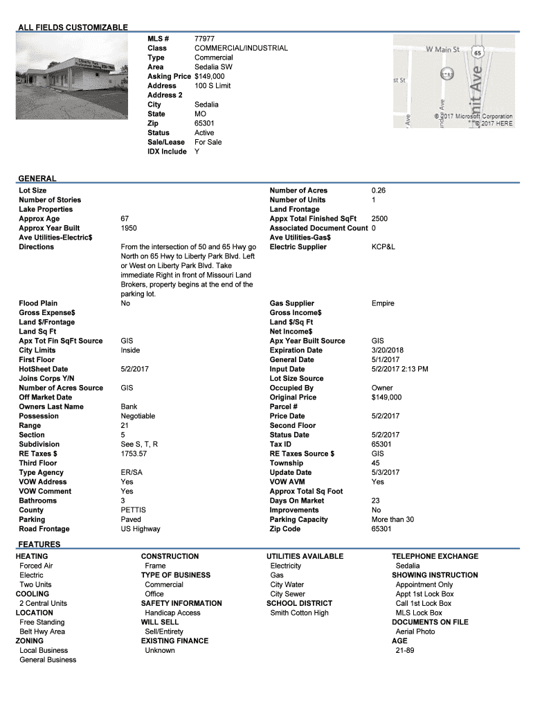 Fillable Online Sedalia, MO Commercial Real Estate for Sale and Lease Fax Email Print