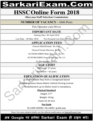 HSSC recruitment Fire Operator cum Driver: HSSC ...