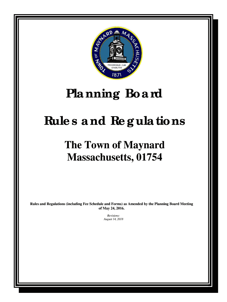 Fillable Online Planning Board Rules and Regulations Town of Maynard
