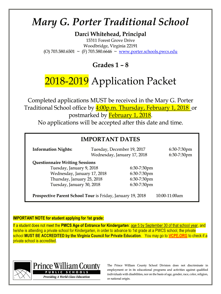 mary g porter application Preview on Page 1