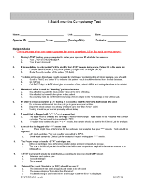 i-stat 6-months competency test