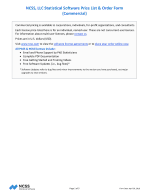 Get the NCSS, LLC Statistical Software Price List &amp;amp; Order Form