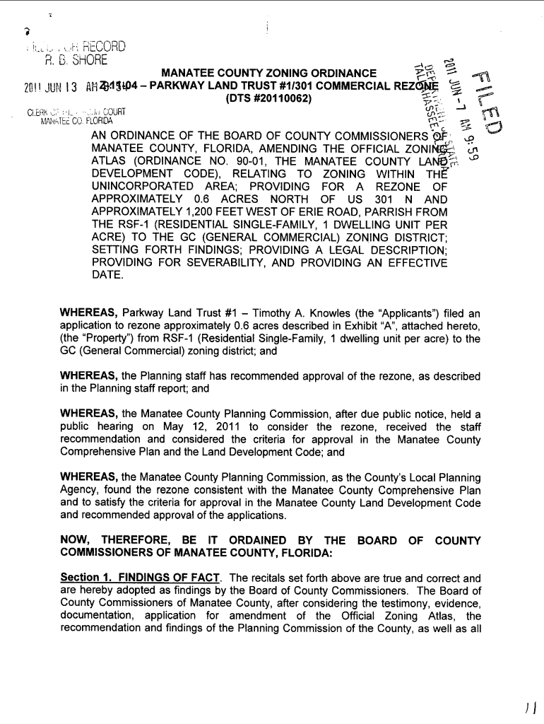 Fillable Online manatee county zoning ordinance pdmu1218(z)(p