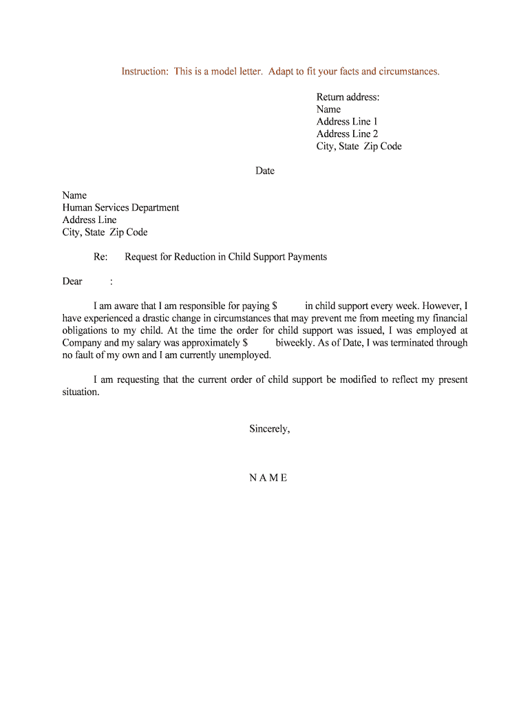 Sample Letter Requesting Child Support Fill And Sign Printable