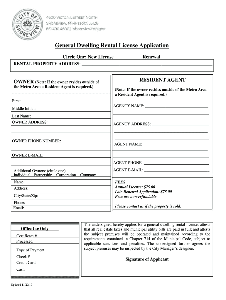 Fillable Online residential rental license application Unified