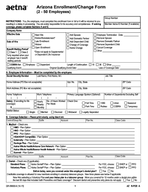 Fillable Online Arizona Employee Enrollment/Change Form - 2-50 ...