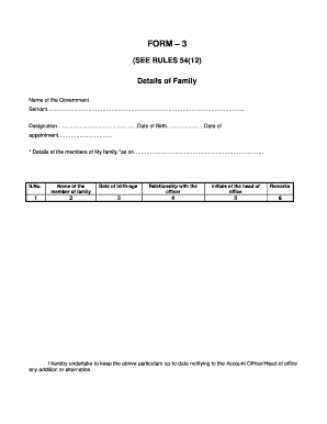 FORM 3 See rule 54 (12) Details of Family 1. Name of the ...
