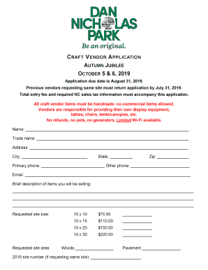 craft vendor application autumn jubilee october 5 &amp; 6, 2019