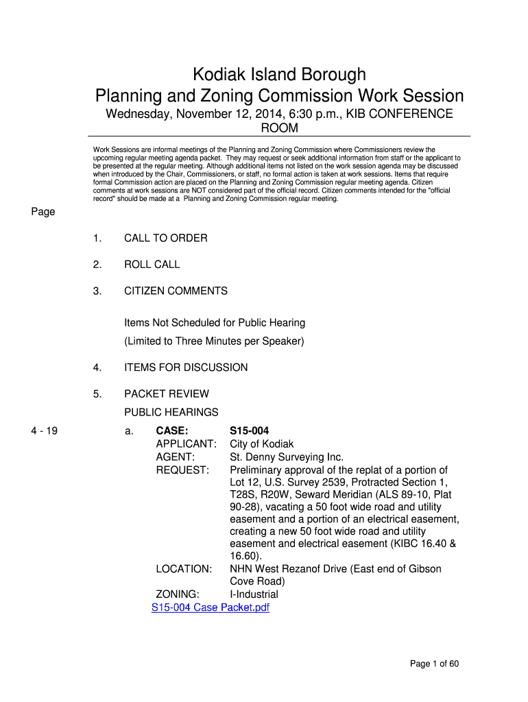 Fillable Online kodiakak civicweb Kodiak Island Borough Planning and Zoning Commission Work