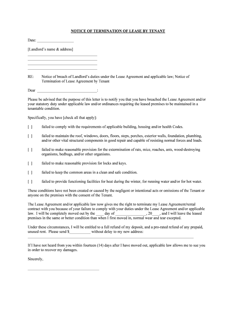 notice termination lease agreement Preview on Page 1