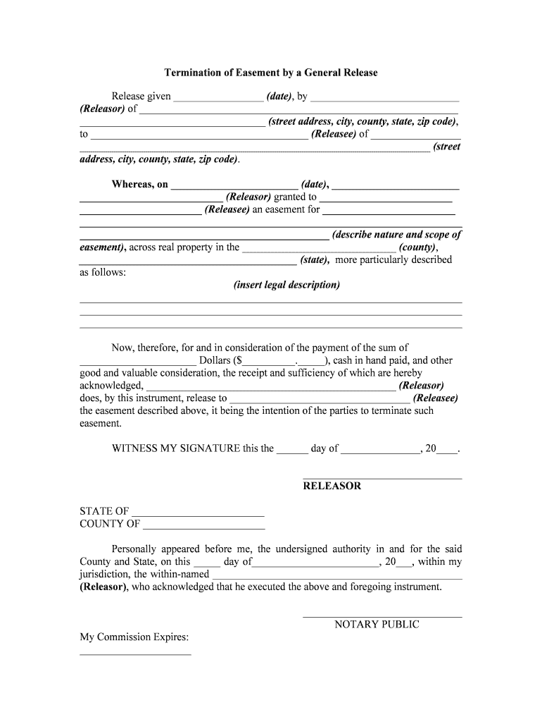 Termination Of Easement Form Fill Online, Printable, Fillable, Blank