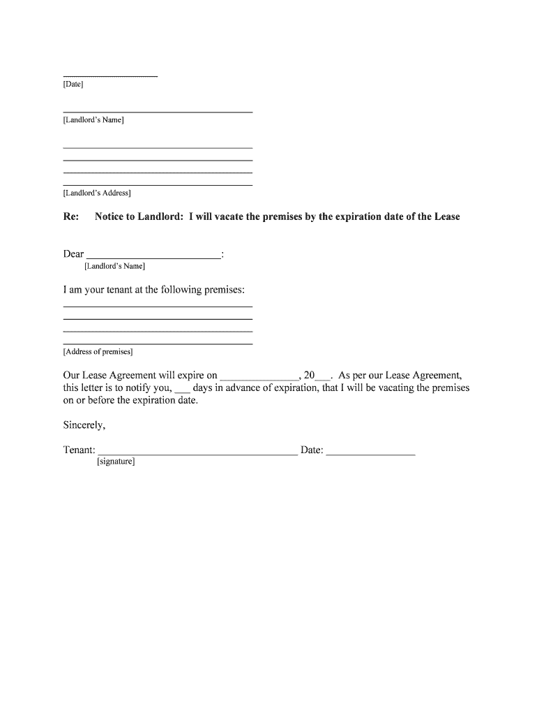 sample 30 days notice to give to the landlord to evacuate the renting unit Preview on Page 1