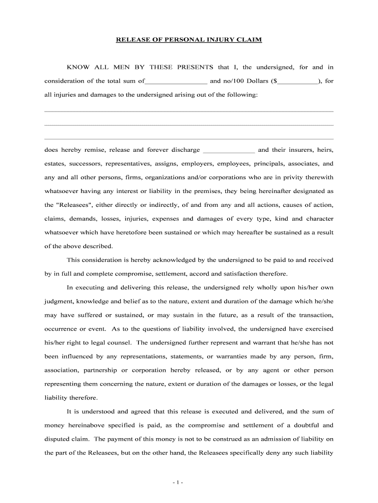 Personal Injury Claim Form Fill Online, Printable, Fillable, Blank
