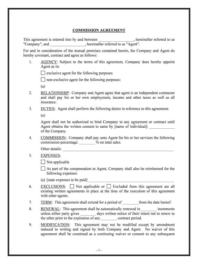 Commission Agreement Fill Online Printable Fillable Blank PdfFiller