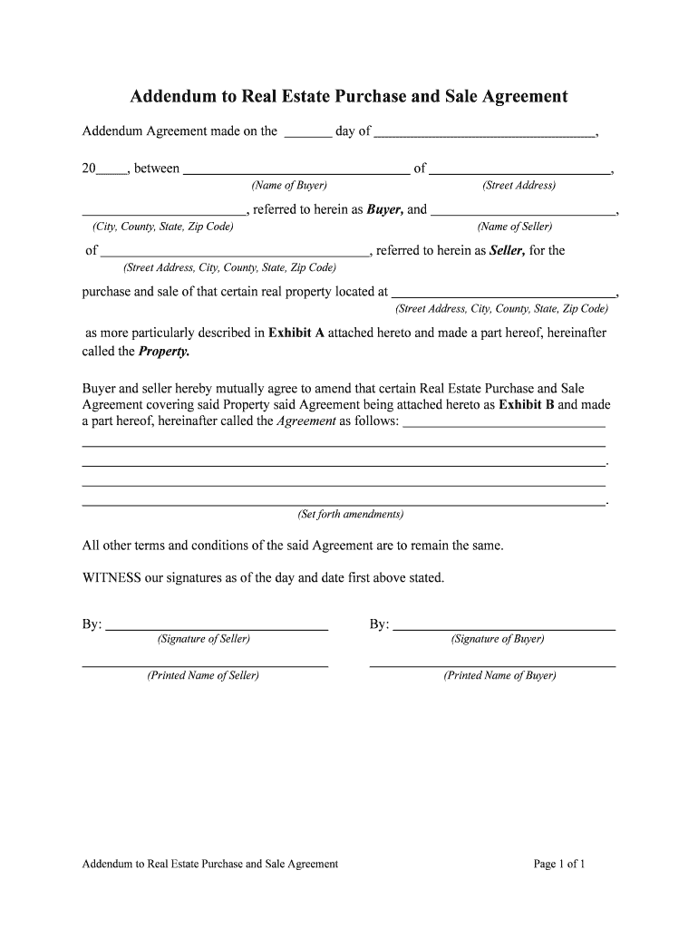 Addendum Purchase Agreement Fill Online, Printable, Fillable, Blank
