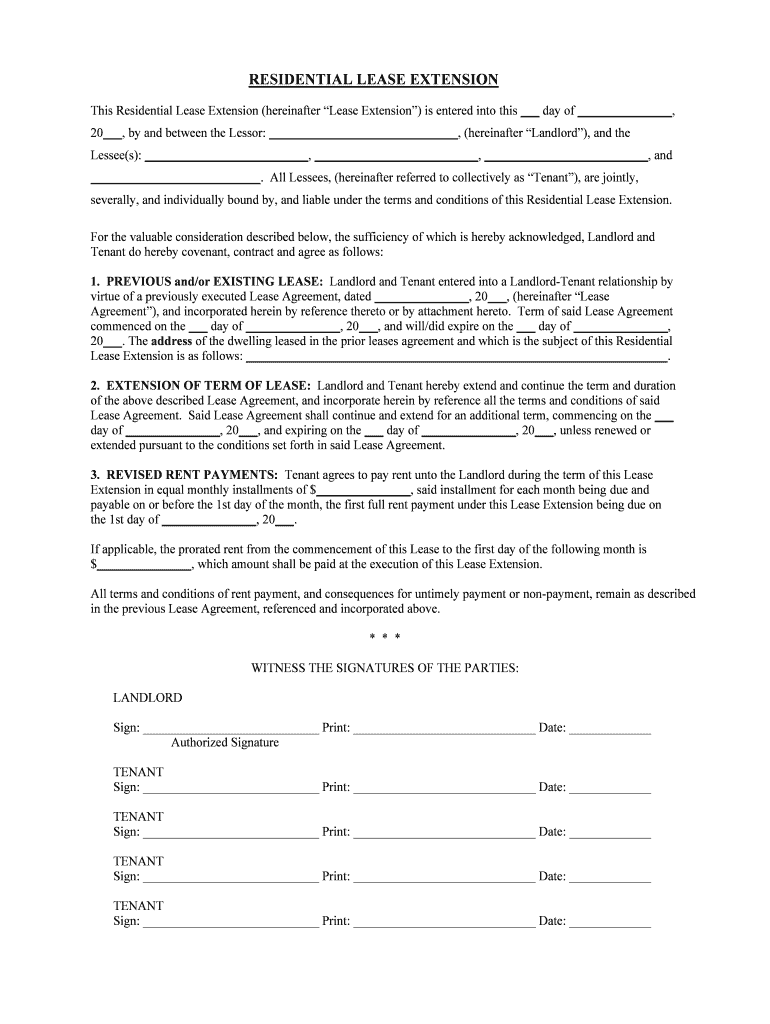New York Residential or Rental Lease Extension Agreement Form Online |  SellMyForms