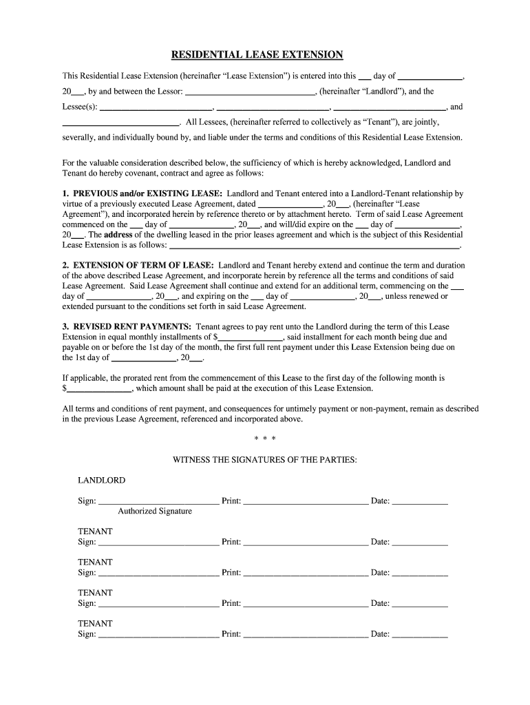 Colorado Residential or Rental Lease Extension Agreement Form Online |  SellMyForms