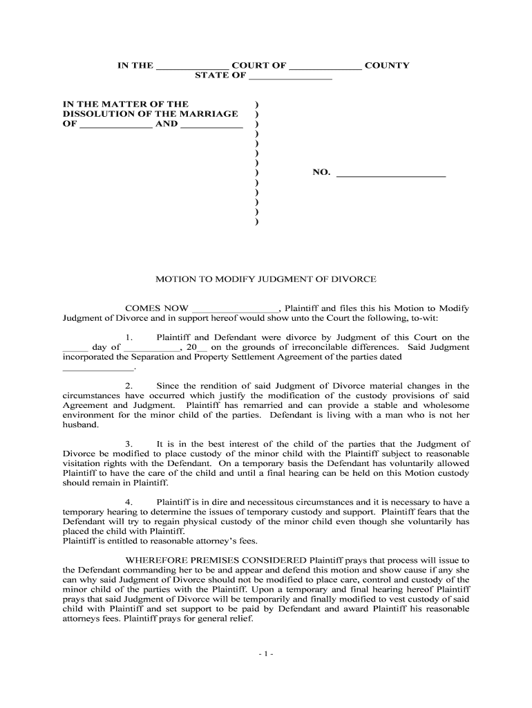 Motion To Modify Template