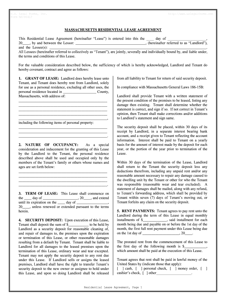 fill edit and print massachusetts residential rental lease agreement