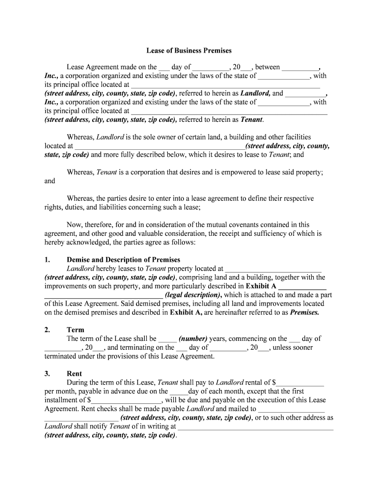 Business Rental Lease Agreement Form - Fill and Sign Printable Template  Online | US Legal Forms