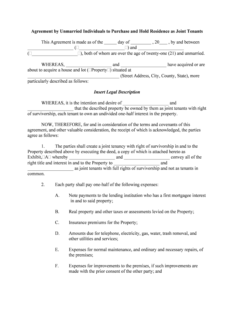 Unmarried Separation Agreement Template