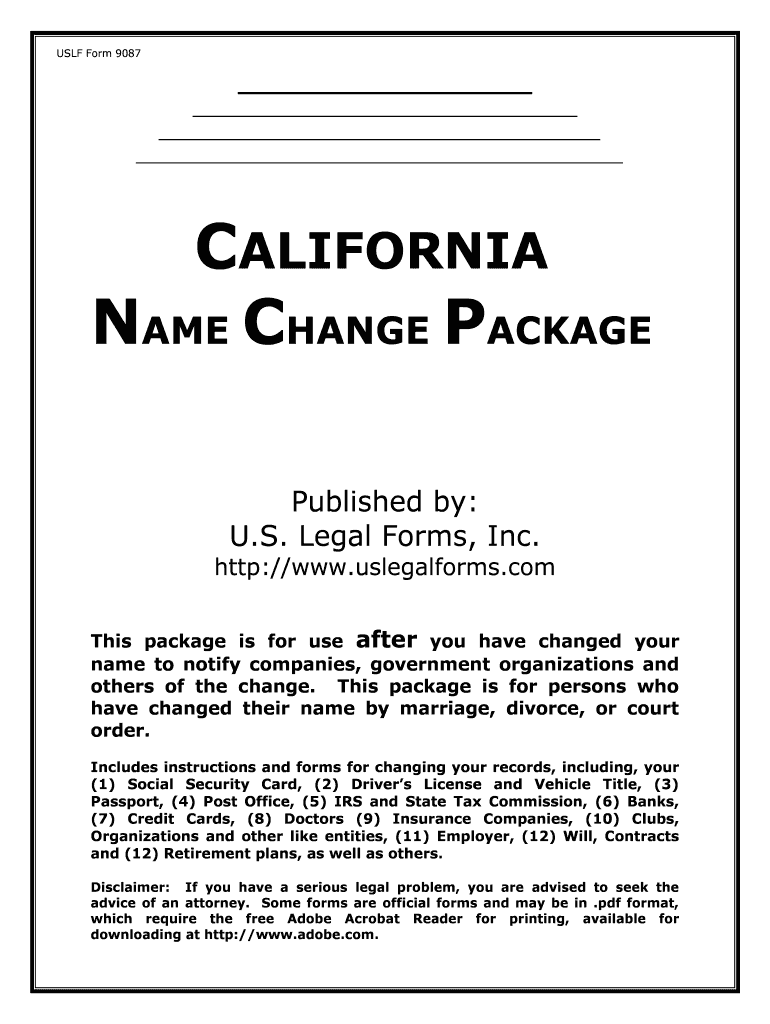 Fill, Edit and Print Name Change Notification Package for