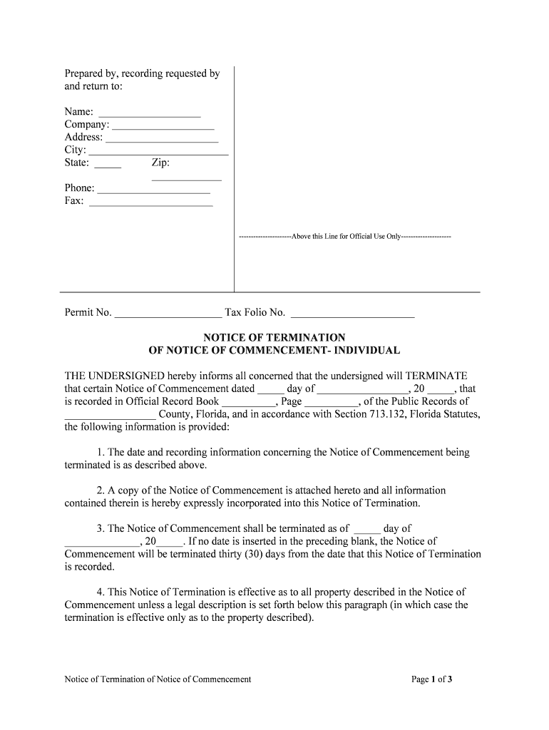 notice commencement termination Preview on Page 1