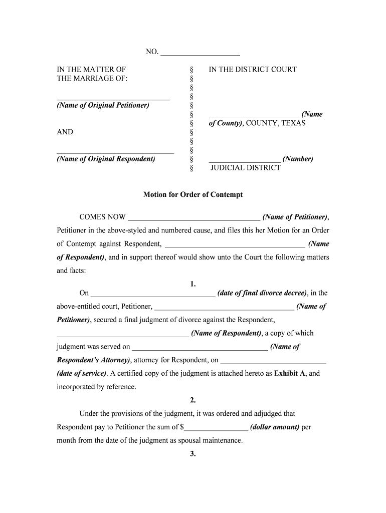 Motion Contempt Form - Fill and Sign Printable Template Online