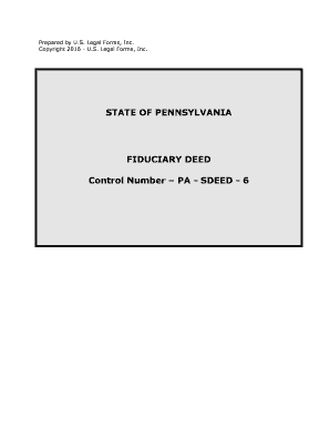 Pennsylvania Fiduciary Deed for use by Executors, Trustees, Trustors, Administrators and other Fiduciaries