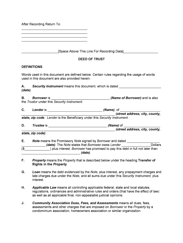 Fill, Edit and Print Deed of Trust Securing Promissory
