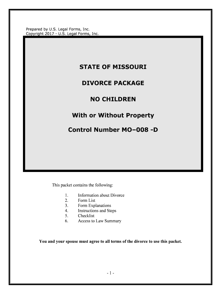missouri no fault agreed uncontested divorce package for