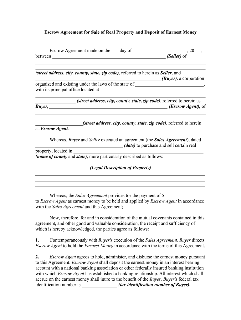 Earnest Money Deposit Agreement Template