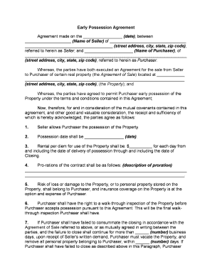 early possession agreement