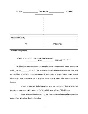 discovery form samples interrogatories requests production