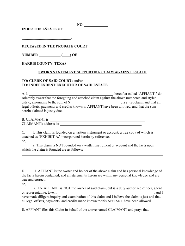 Texas Claim Estate Fill Out Sign Online DocHub