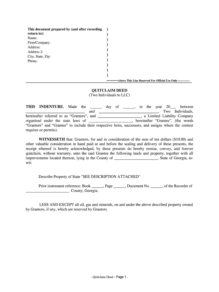 georgia quitclaim deed Preview on Page 1