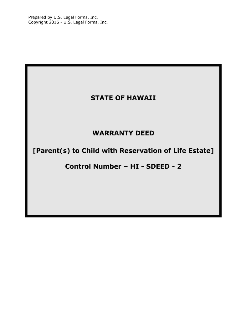 Warranty Deed for Parents to Child with Reservation of Life Estate Form  Online | SellMyForms