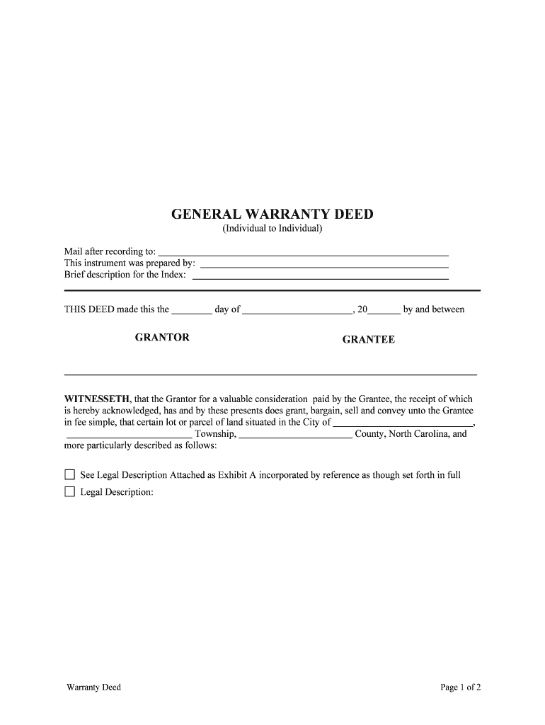 Nc Deed - Fill Online, Printable, Fillable, Blank | pdfFiller