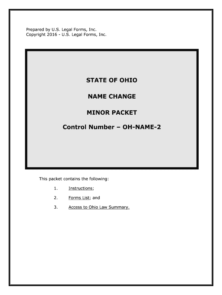 Ohio Name Change Instructions And Forms Package For A Minor Form Online 