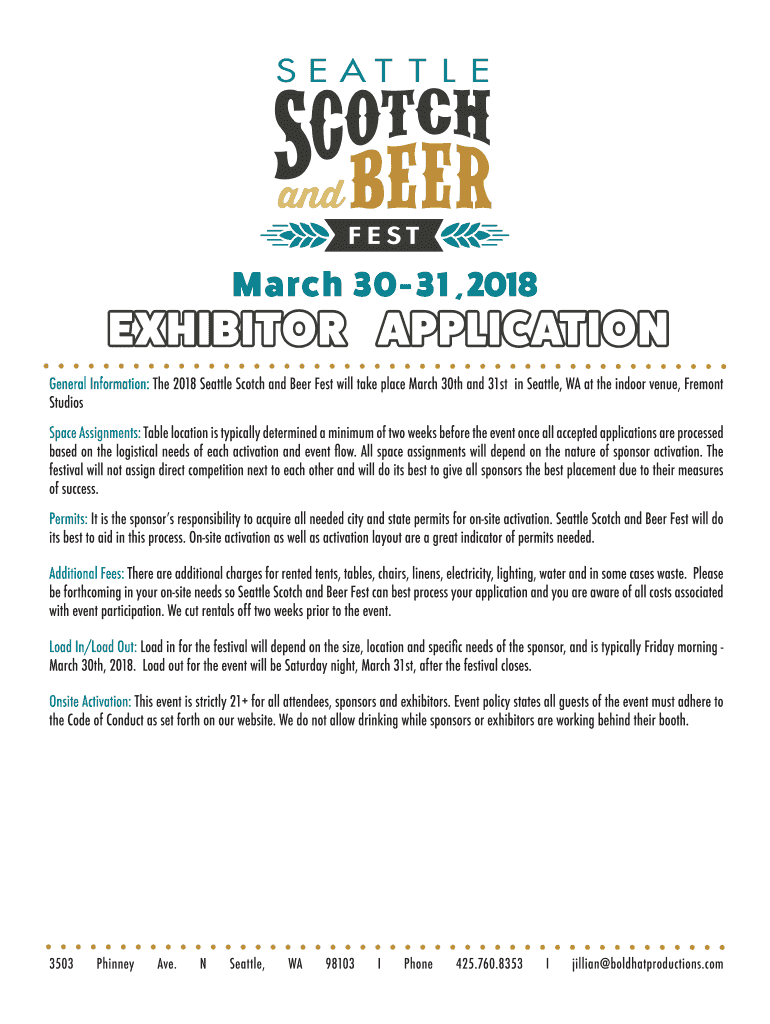 Fillable Online General Information The 2018 Seattle Scotch and Beer