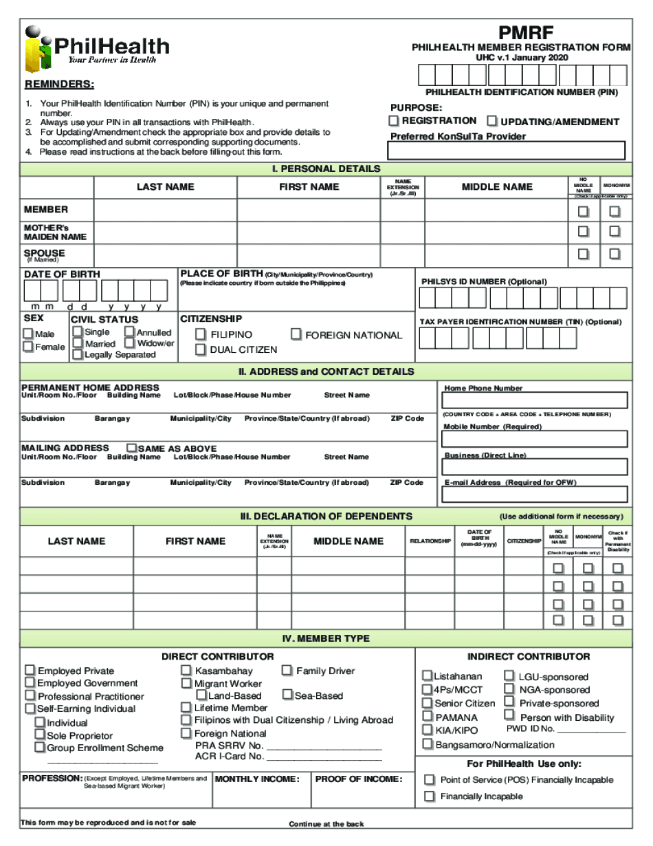 Philhealth Registration Form 