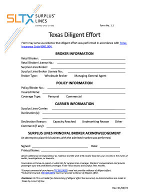 Texas Diligent Effort Form