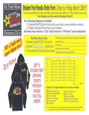 Custom Hoodie Order Form - On Track Music Guitar School