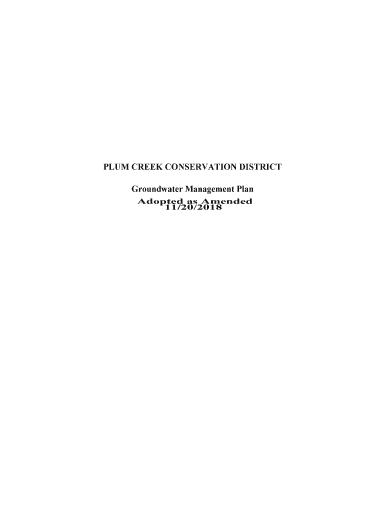 Fillable Online Groundwater Management Plan PLUM CREEK CONSERVATION