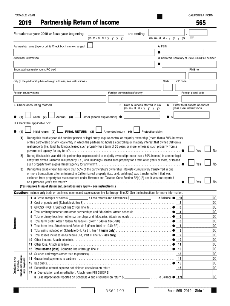 form 565 Preview on Page 1