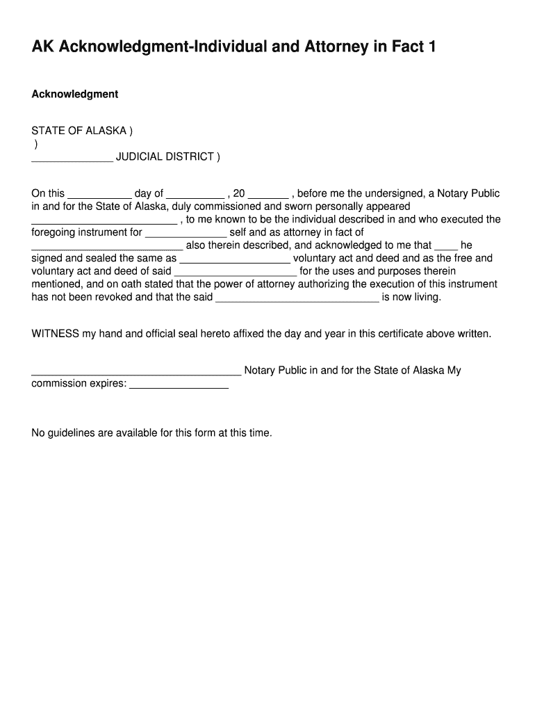 Fillable Online AK AcknowledgmentIndividual and Attorney in Fact 1 Fax