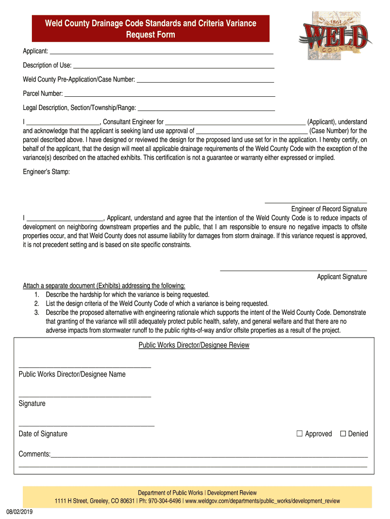 Fillable Online Variance form for engineers 08022019 Fax Email Print ...
